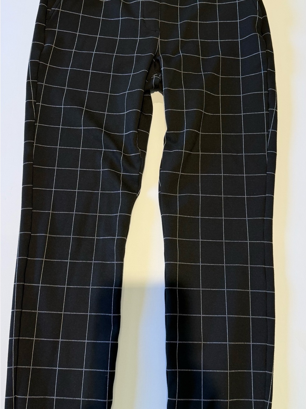 Express Black Windowpane Plaid Ankle Pants S High Rise Stretch Career Trouser